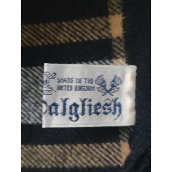 James Dalgliesh Plaid Wool Scarf Black Mens OS - Picture 4 of 4